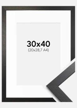 Ramme Stilren sort Eg 30x40 cm - Passepartout Hvid 21x29,7 cm