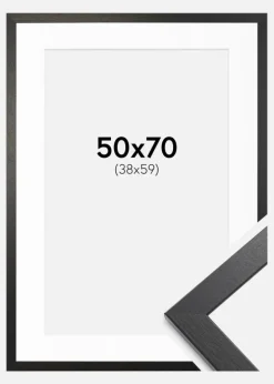 Ramme Stilren sort Eg 50x70 cm - Passepartout Hvid 39x60 cm