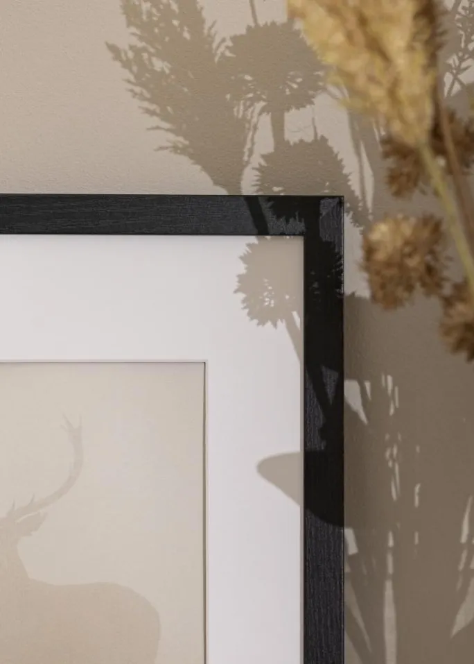 Ramme Stilren sort Eg 50x70 cm - Passepartout Hvid 33x56 cm