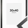 Ramme Stilren sort Eg 30x40 cm - Passepartout Hvid 20x28 cm