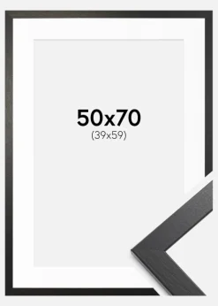 Ramme Stilren sort Eg 50x70 cm - Passepartout Hvid 40x60 cm