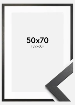 Ramme Stilren sort Eg 50x70 cm - Passepartout Hvid 40x61 cm