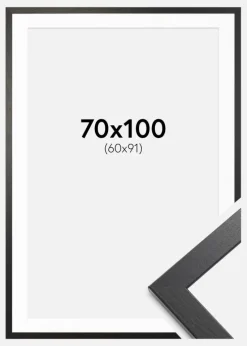Ramme Stilren sort Eg 70x100 cm - Passepartout Hvid 61x92 cm