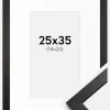 Ramme Stilren Sort 25x35 cm - Passepartout Hvid 15x25 cm