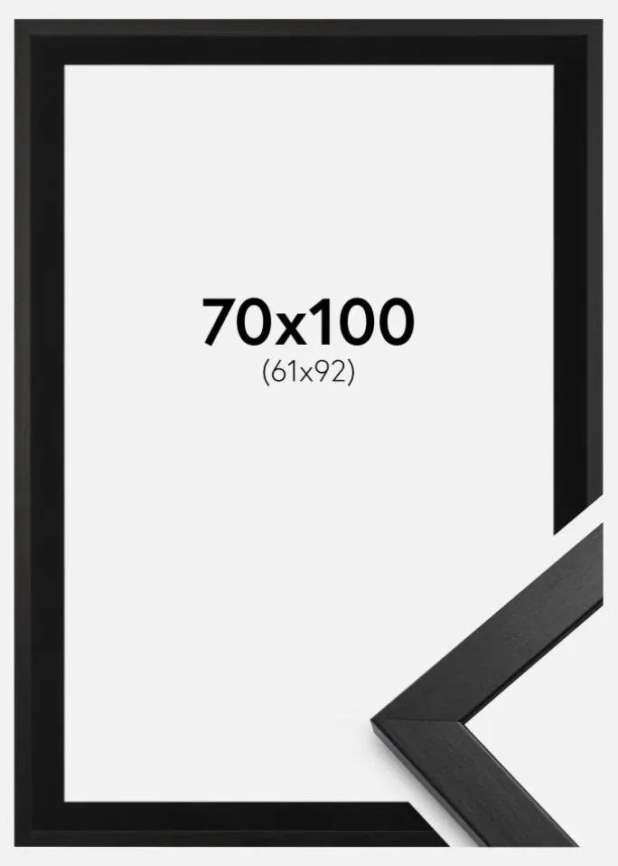 Ramme Stilren Sort 70x100 cm - Passepartout Sort 62x93 cm