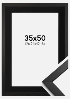 Ramme Stilren Sort 35x50 cm - Passepartout Sort 11x17 inches