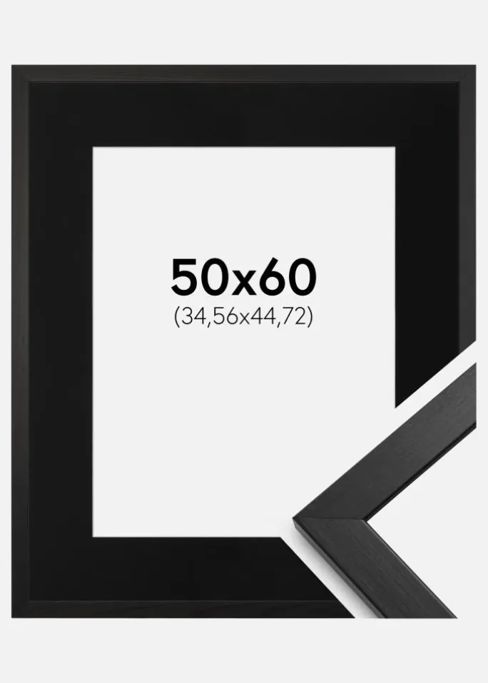 Ramme Stilren Sort 50x60 cm - Passepartout Sort 14x18 inches