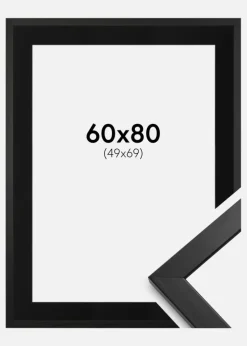 Ramme Stilren Sort 60x80 cm - Passepartout Sort 50x70 cm