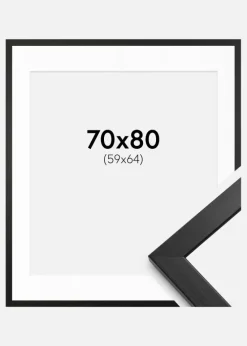 Ramme Stilren Sort 70x80 cm - Passepartout Hvid 60x65 cm