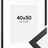 Ramme Stilren Sort 40x50 cm - Passepartout Hvid 27,5x37 cm