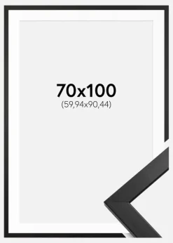 Ramme Stilren Sort 70x100 cm - Passepartout Hvid 24x36 inches