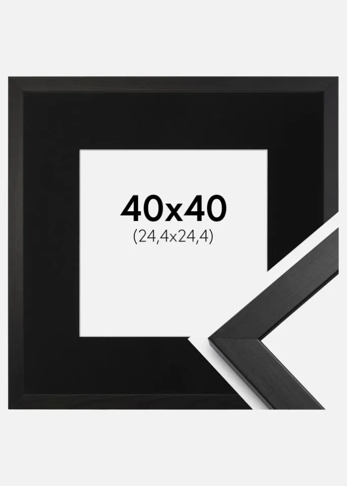 Ramme Stilren Sort 40x40 cm - Passepartout Sort 10x10 inches