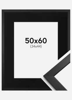 Ramme Stilren Sort 50x60 cm - Passepartout Sort 35x45 cm
