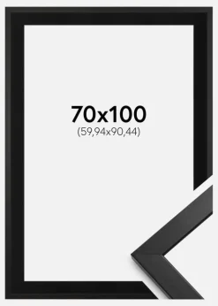 Ramme Stilren Sort 70x100 cm - Passepartout Sort 24x36 inches