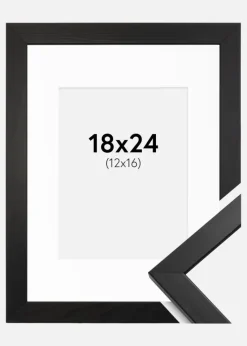 Ramme Stilren Sort 18x24 cm - Passepartout Hvid 13x17 cm