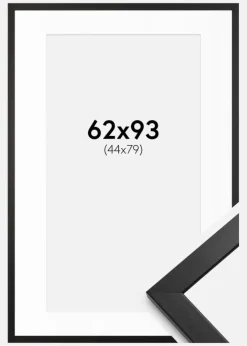 Ramme Stilren Sort 62x93 cm - Passepartout Hvid 45x80 cm