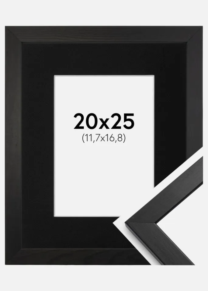 Ramme Stilren Sort 20x25 cm - Passepartout Sort 5x7 inches