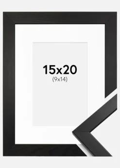 Ramme Stilren Sort 15x20 cm - Passepartout Hvid 10x15 cm