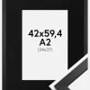 Ramme Stilren Sort 42x59,4 cm - Passepartout Sort 25x38 cm