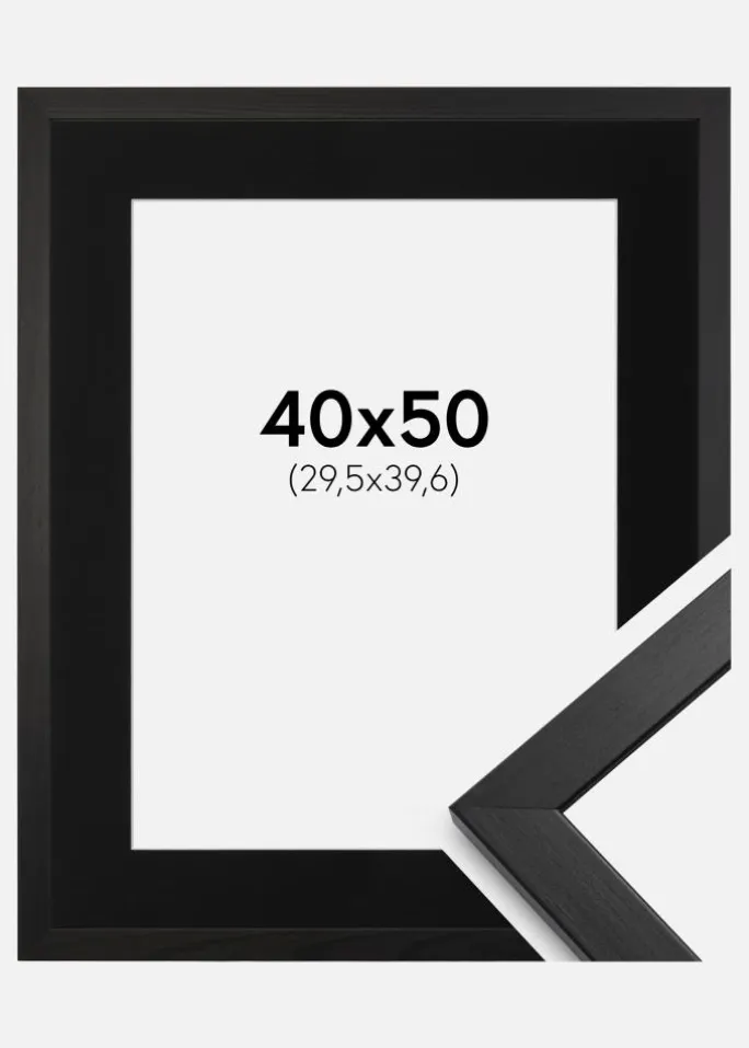 Ramme Stilren Sort 40x50 cm - Passepartout Sort 12x16 inches