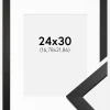 Ramme Stilren Sort 24x30 cm - Passepartout Hvid 7x9 inches