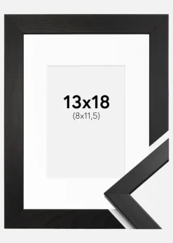 Ramme Stilren Sort 13x18 cm - Passepartout Hvid 9x12 cm