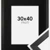 Ramme Stilren Sort 30x40 cm - Passepartout Sort 20x28 cm