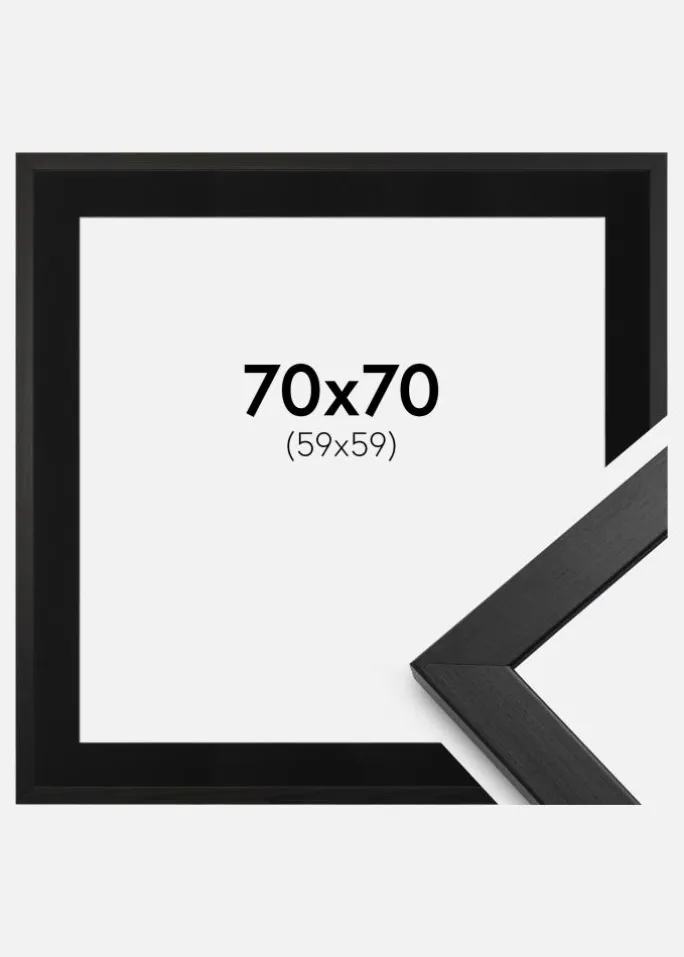 Ramme Stilren Sort 70x70 cm - Passepartout Sort 60x60 cm