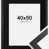Ramme Stilren Sort 40x50 cm - Passepartout Sort 30x40 cm