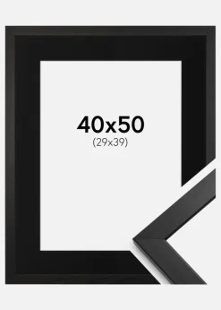 Ramme Stilren Sort 40x50 cm - Passepartout Sort 30x40 cm