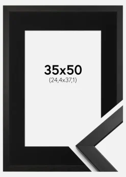 Ramme Stilren Sort 35x50 cm - Passepartout Sort 10x15 inches