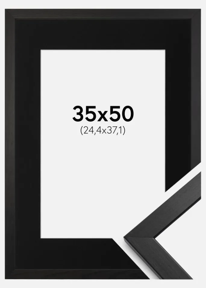 Ramme Stilren Sort 35x50 cm - Passepartout Sort 10x15 inches