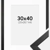 Ramme Stilren Sort 30x40 cm - Passepartout Hvid 21x29,7 cm