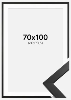 Ramme Stilren Sort 70x100 cm - Passepartout Hvid 61x91,5 cm
