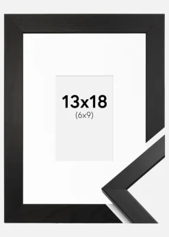 Ramme Stilren Sort 13x18 cm - Passepartout Hvid 7x10 cm