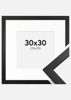 Ramme Stilren Sort 30x30 cm - Passepartout Hvid 20x20 cm