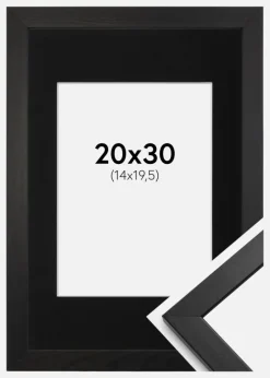 Ramme Stilren Sort 20x30 cm - Passepartout Sort 15x21 cm
