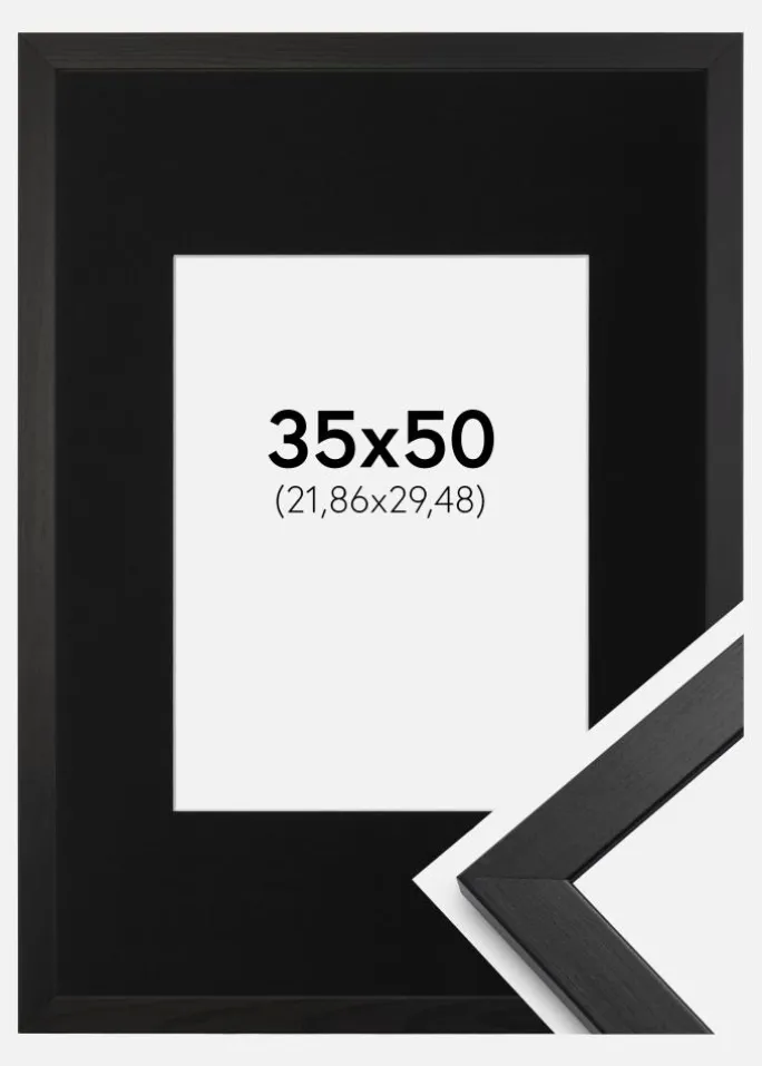Ramme Stilren Sort 35x50 cm - Passepartout Sort 9x12 inches