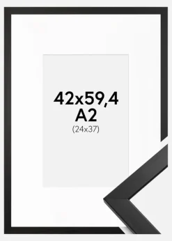 Ramme Stilren Sort 42x59,4 cm - Passepartout Hvid 25x38 cm