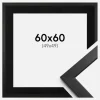 Ramme Stilren Sort 60x60 cm - Passepartout Sort 50x50 cm