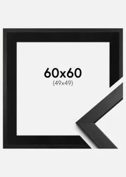 Ramme Stilren Sort 60x60 cm - Passepartout Sort 50x50 cm
