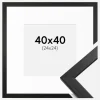 Ramme Stilren Sort 40x40 cm - Passepartout Hvid 25x25 cm