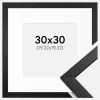 Ramme Stilren Sort 30x30 cm - Passepartout Hvid 8x8 inches