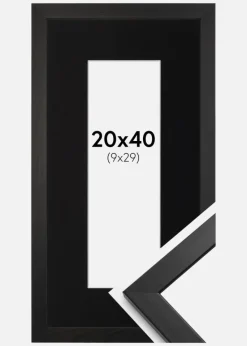Ramme Stilren Sort 20x40 cm - Passepartout Sort 10x30 cm