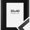 Ramme Stilren Sort 30x40 cm - Passepartout Sort 21x29,7 cm