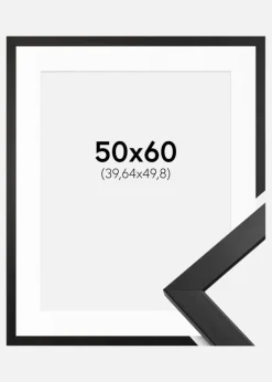 Ramme Stilren Sort 50x60 cm - Passepartout Hvid 16x20 inches