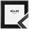 Ramme Stilren Sort 40x40 cm - Passepartout Sort 32x32 cm
