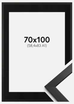 Ramme Stilren Sort 70x100 cm - Passepartout Sort 59,4x84 cm