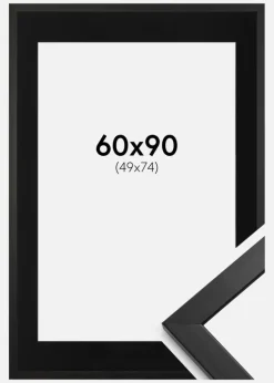 Ramme Stilren Sort 60x90 cm - Passepartout Sort 50x75 cm