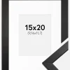 Ramme Stilren Sort 15x20 cm - Passepartout Hvid 4x5 inches